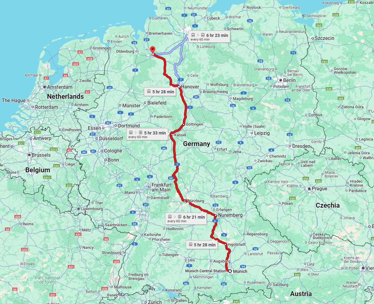Anreise von München Zu Bremen Über 