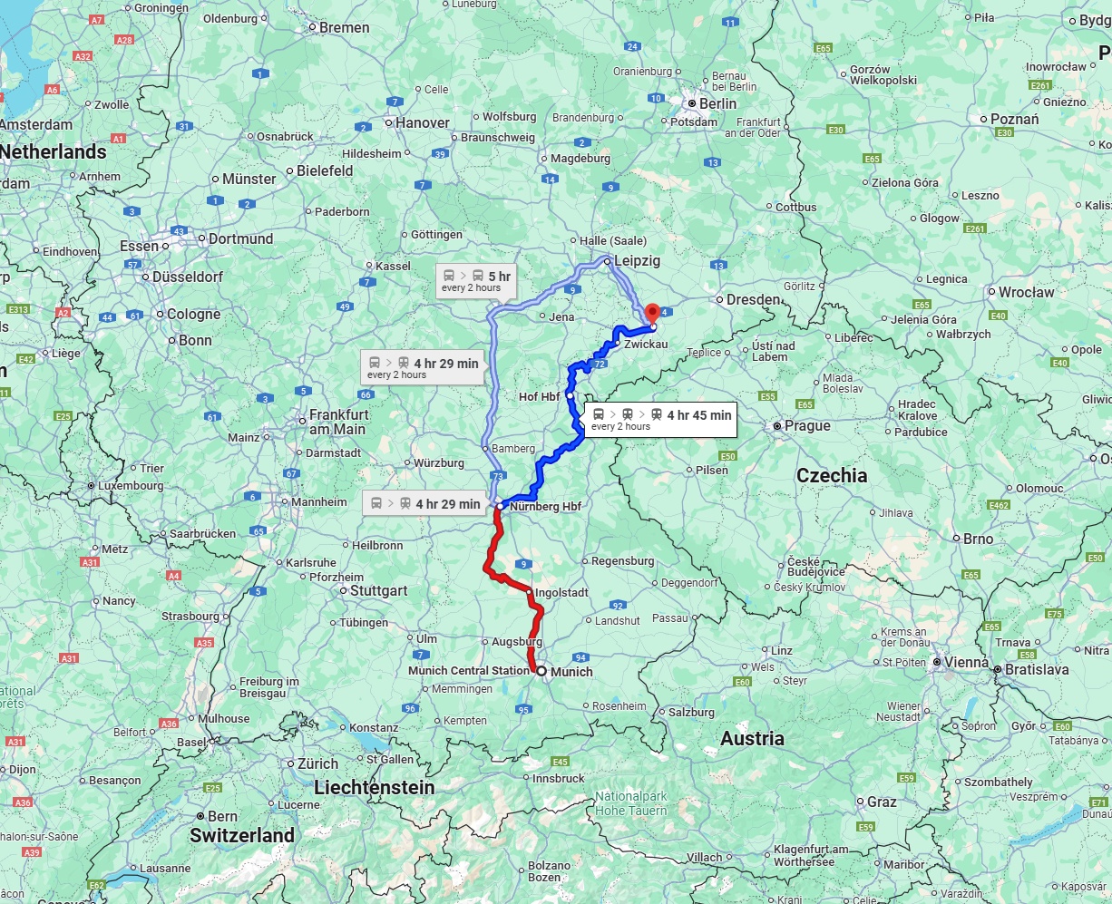 Anreise von München Zu Chemnitz Über 