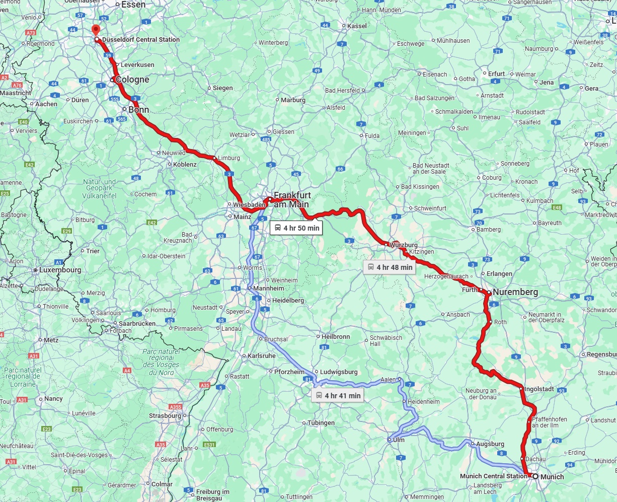 Anreise von München Zu Düsseldorf Über 