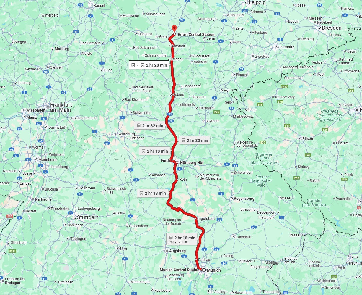 Anreise von München Zu Erfurt Über 