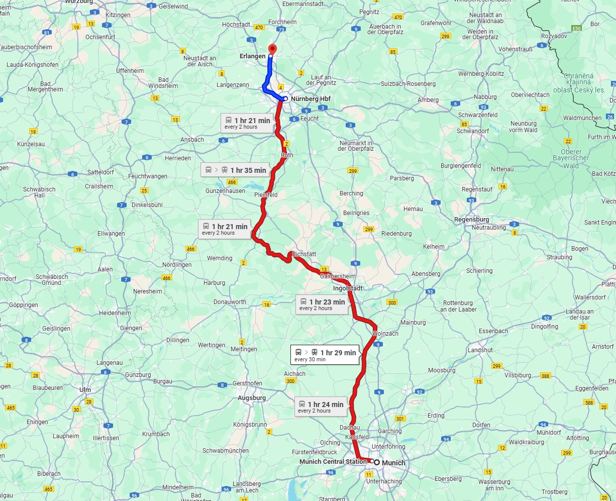 Anreise von München Zu Erlangen Über 