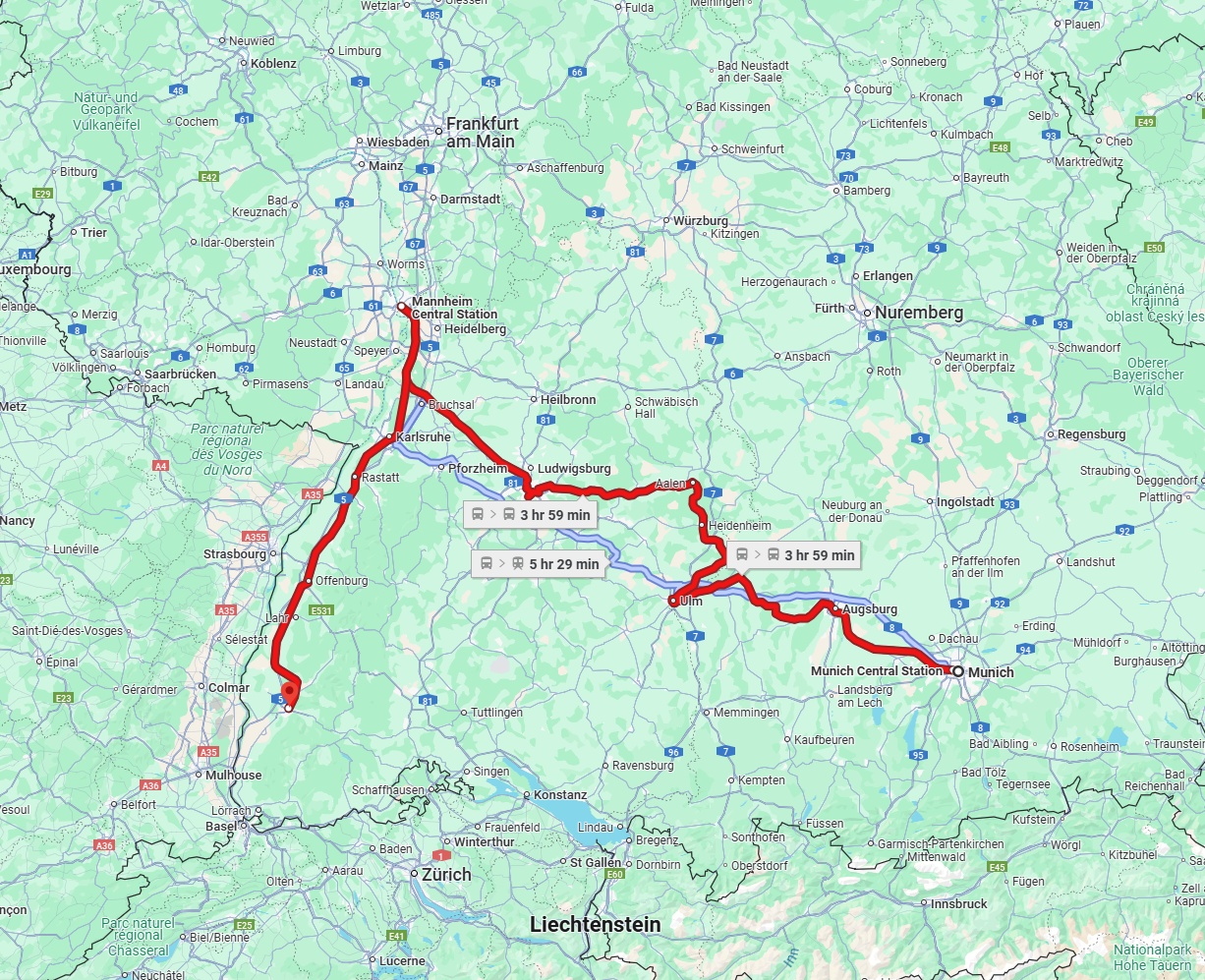 Anreise von München Zu Freiburg im Breisgau Über 