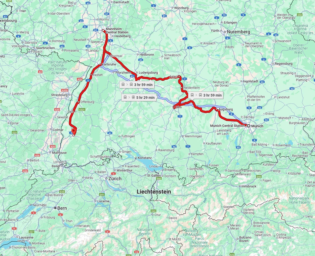 Anreise von München Zu Freiburg im Breisgau Über 