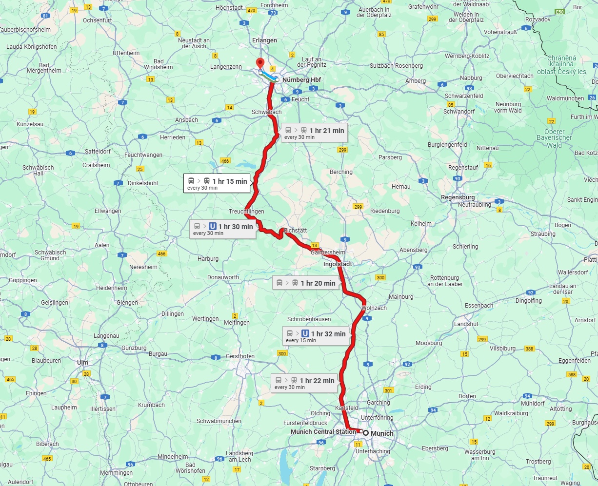 Anreise von München Zu Fürth Über 