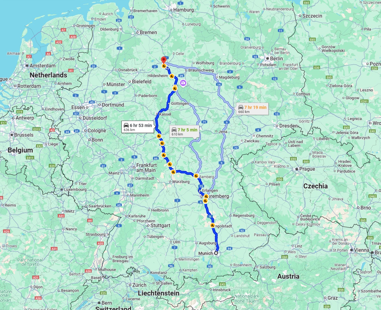 Anreise von München Zu Hannover Über via A7