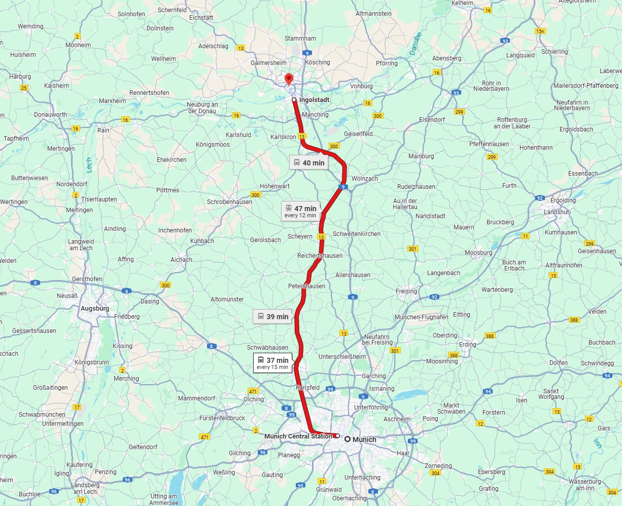 Anreise von München Zu Ingolstadt Über 
