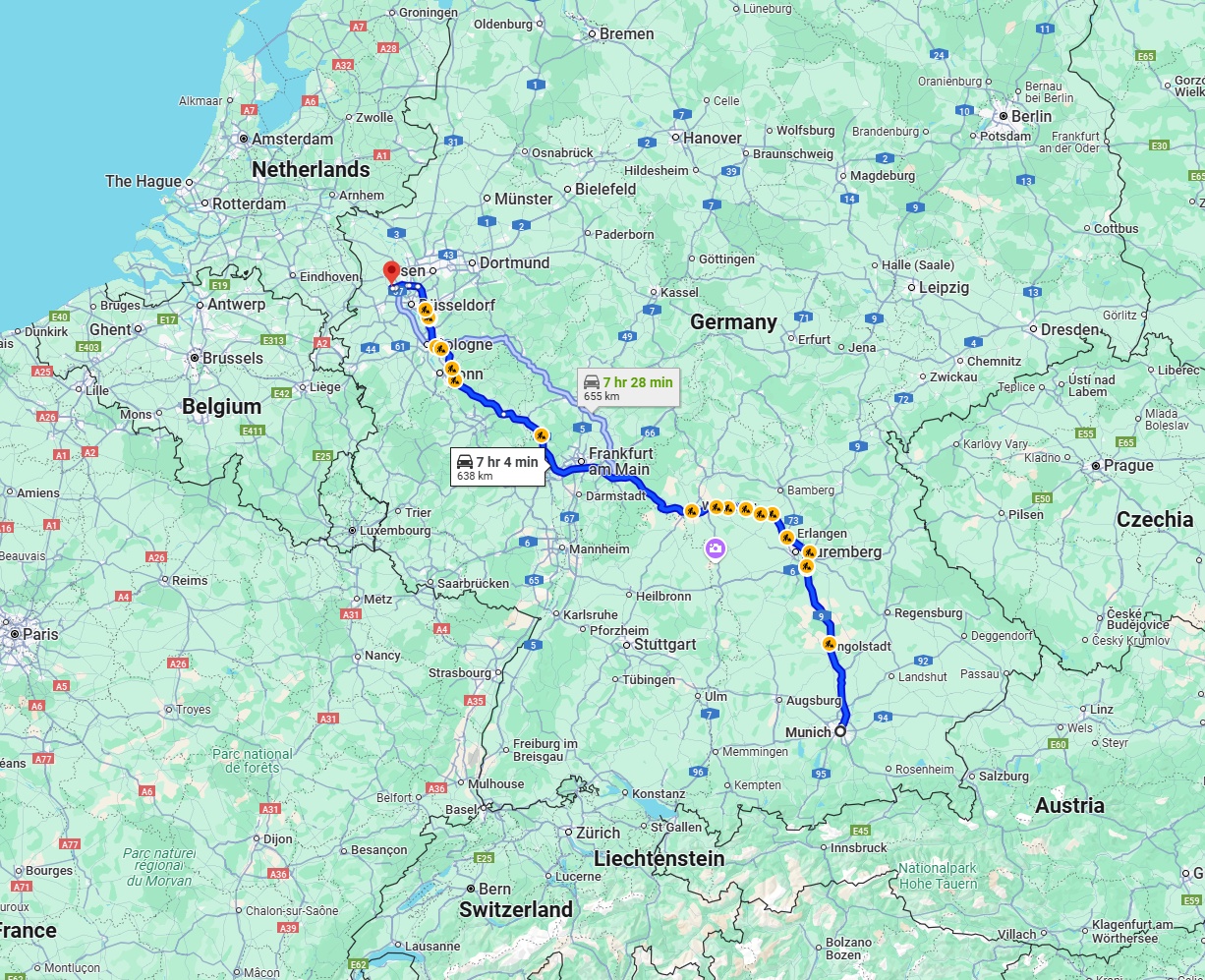 Anreise von München Zu Krefeld Über 