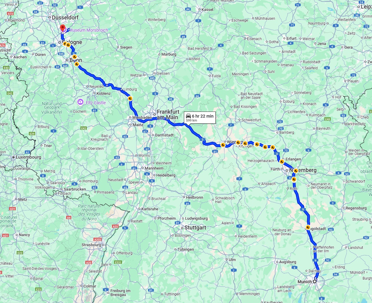 Anreise von München Zu Leverkusen Über via A9 and A3