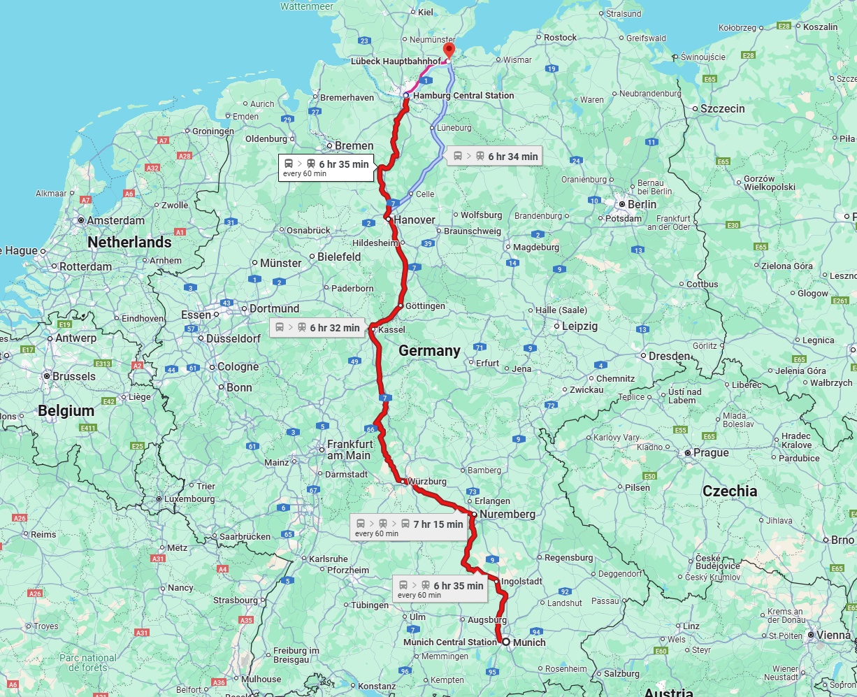 Anreise von München Zu Lübeck Über 