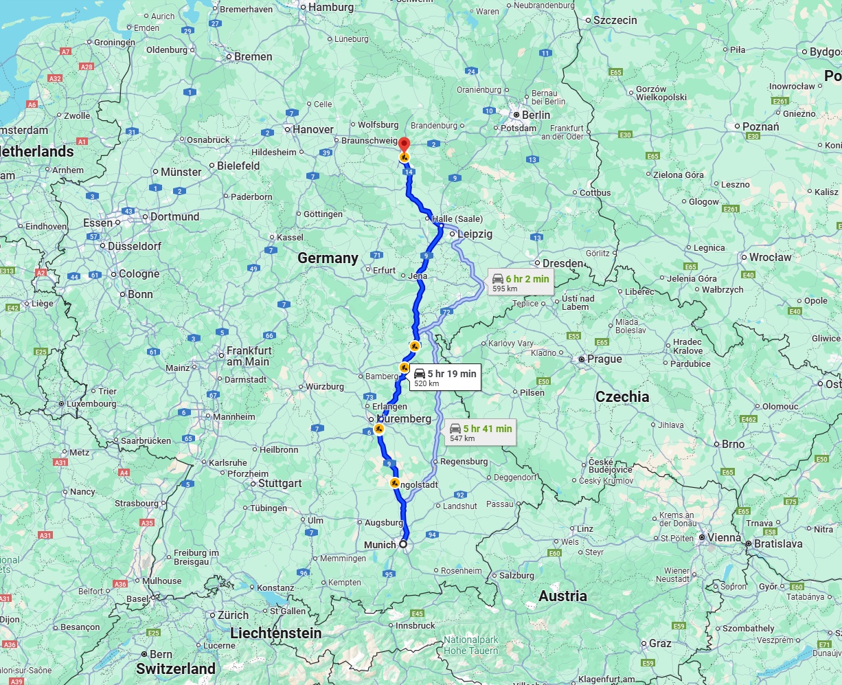 Anreise von München Zu Magdeburg Über via A9