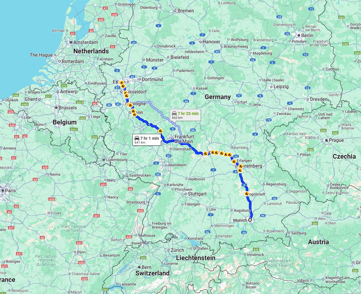 Anreise von München Zu Moers Über via A3