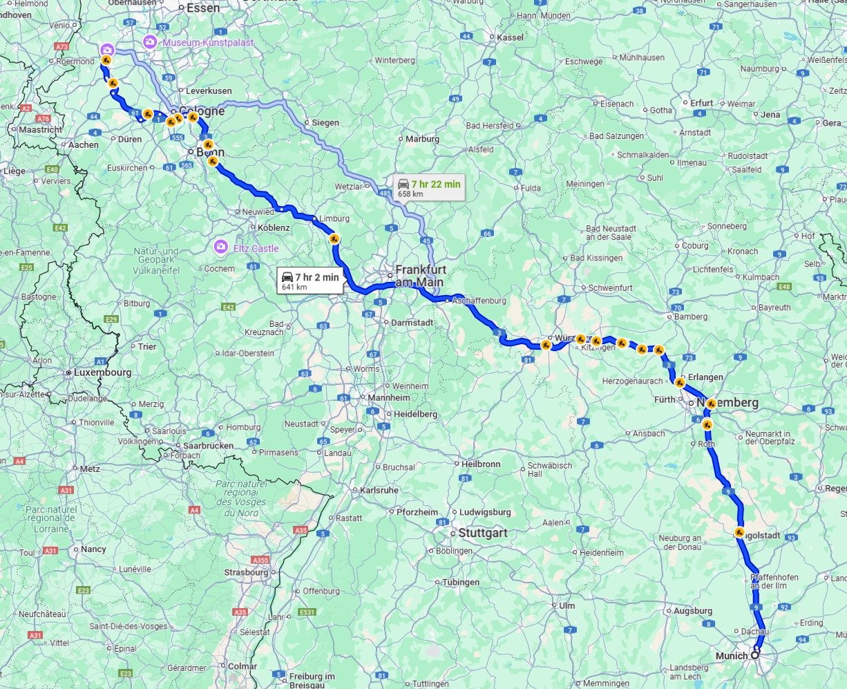 Anreise von München Zu Mönchengladbach Über via A3