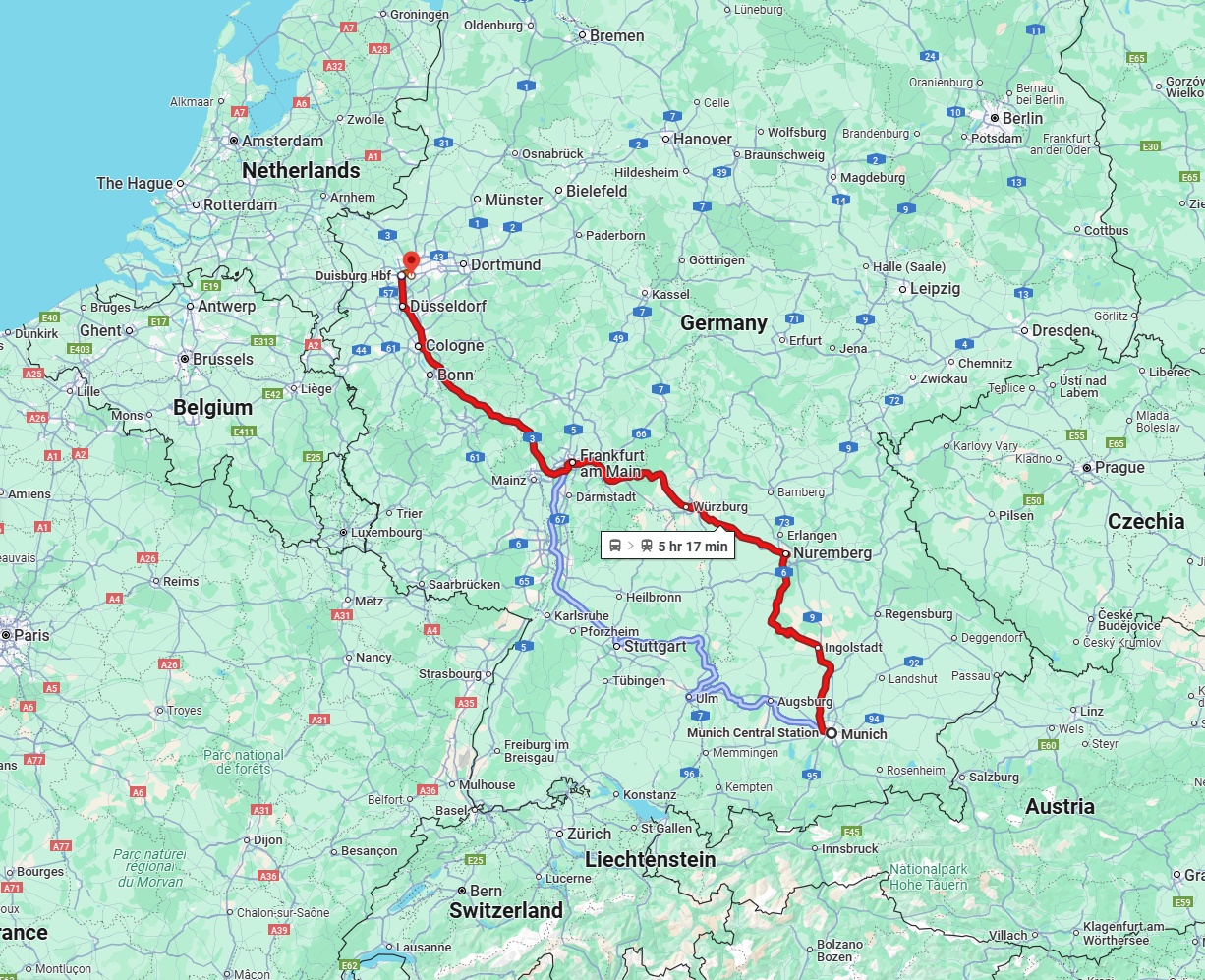 Anreise von München Zu Mülheim an der Ruhr Über 
