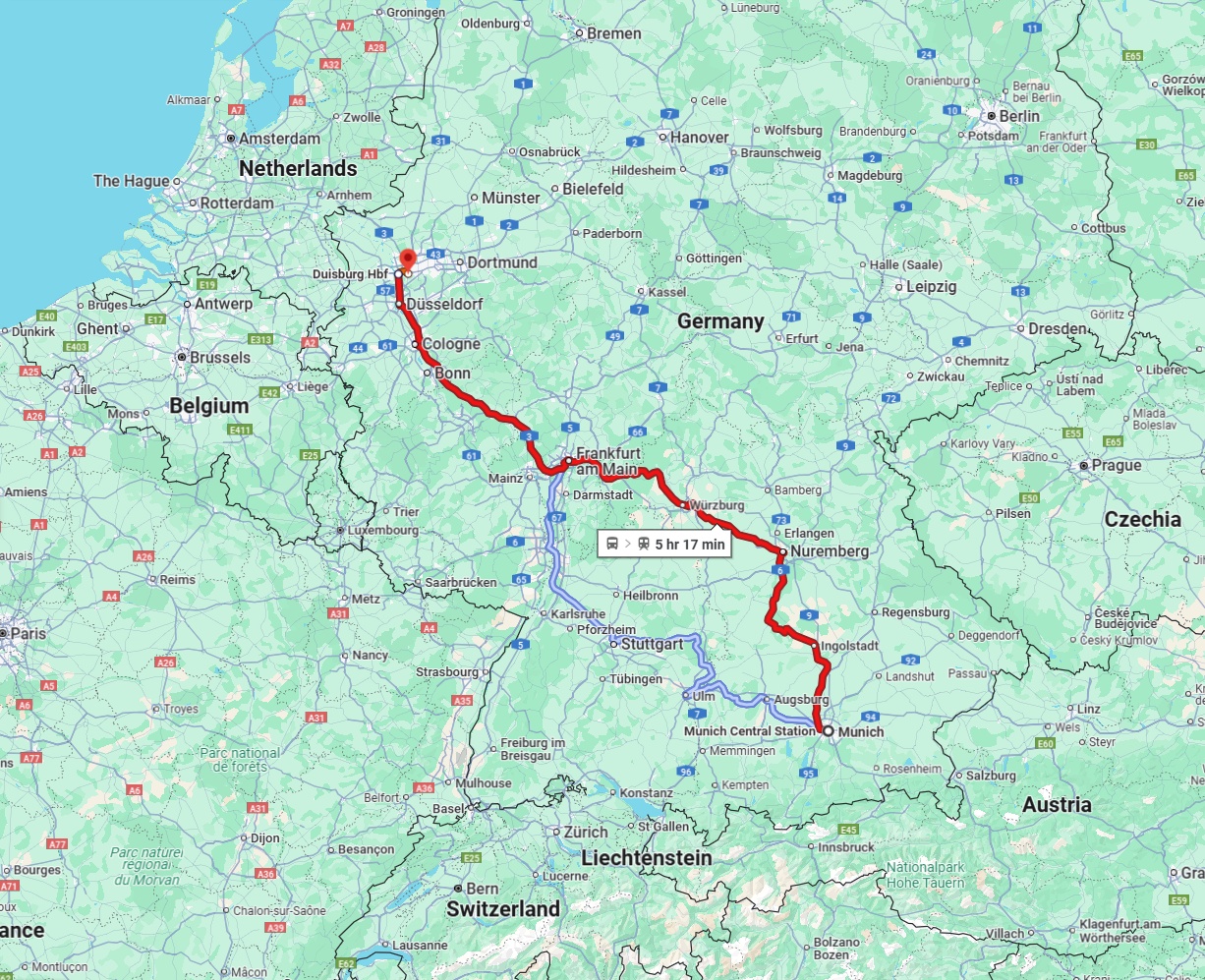 Anreise von München Zu Mülheim an der Ruhr Über 