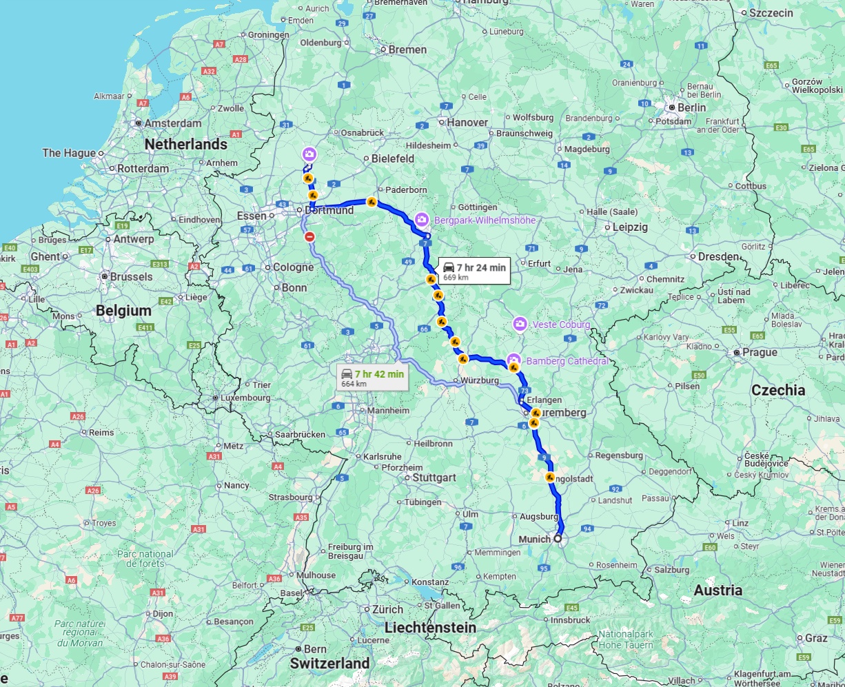 Anreise von München Zu Münster Über via A7