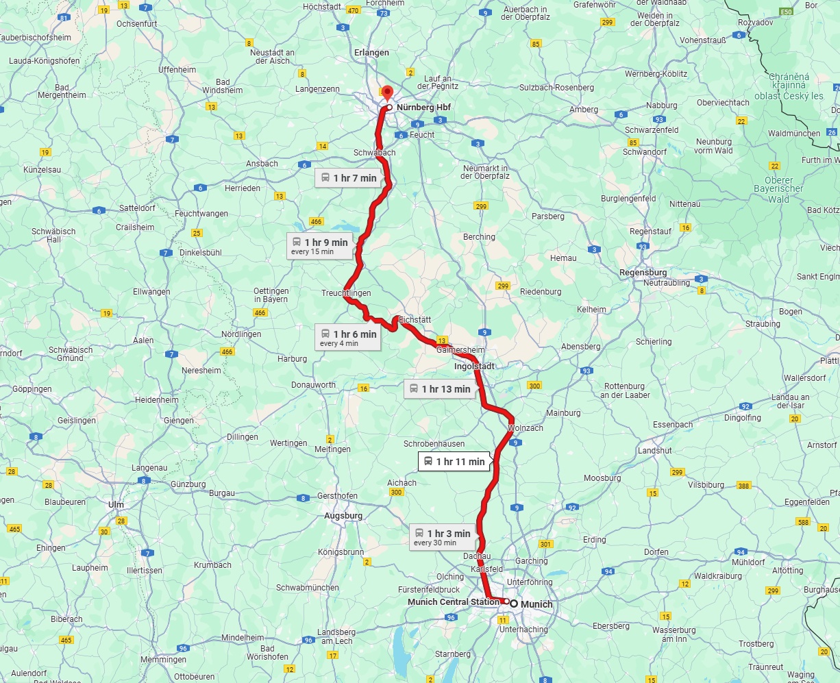 Anreise von München Zu Nürnberg Über 