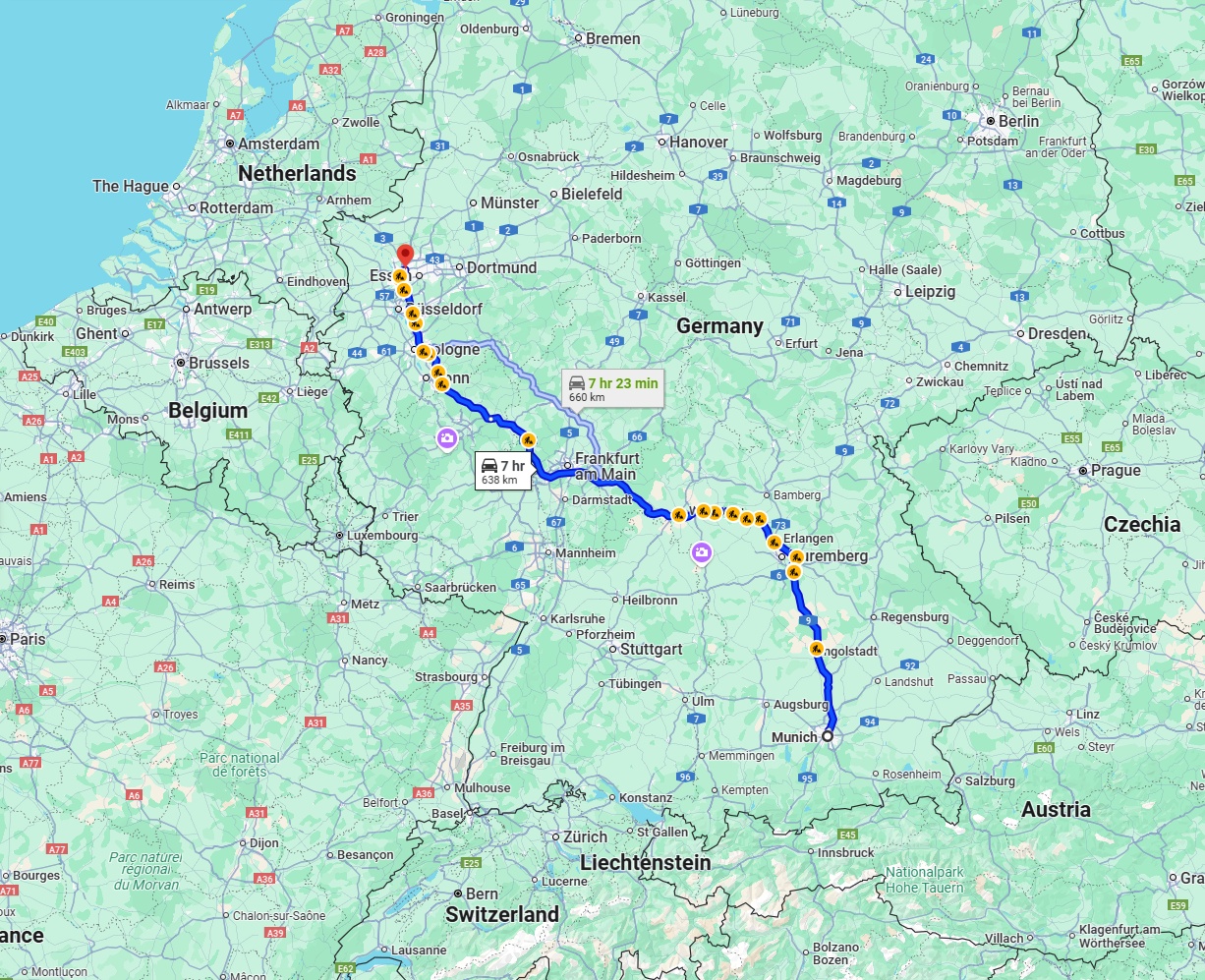 Anreise von München Zu Oberhausen Über via A3