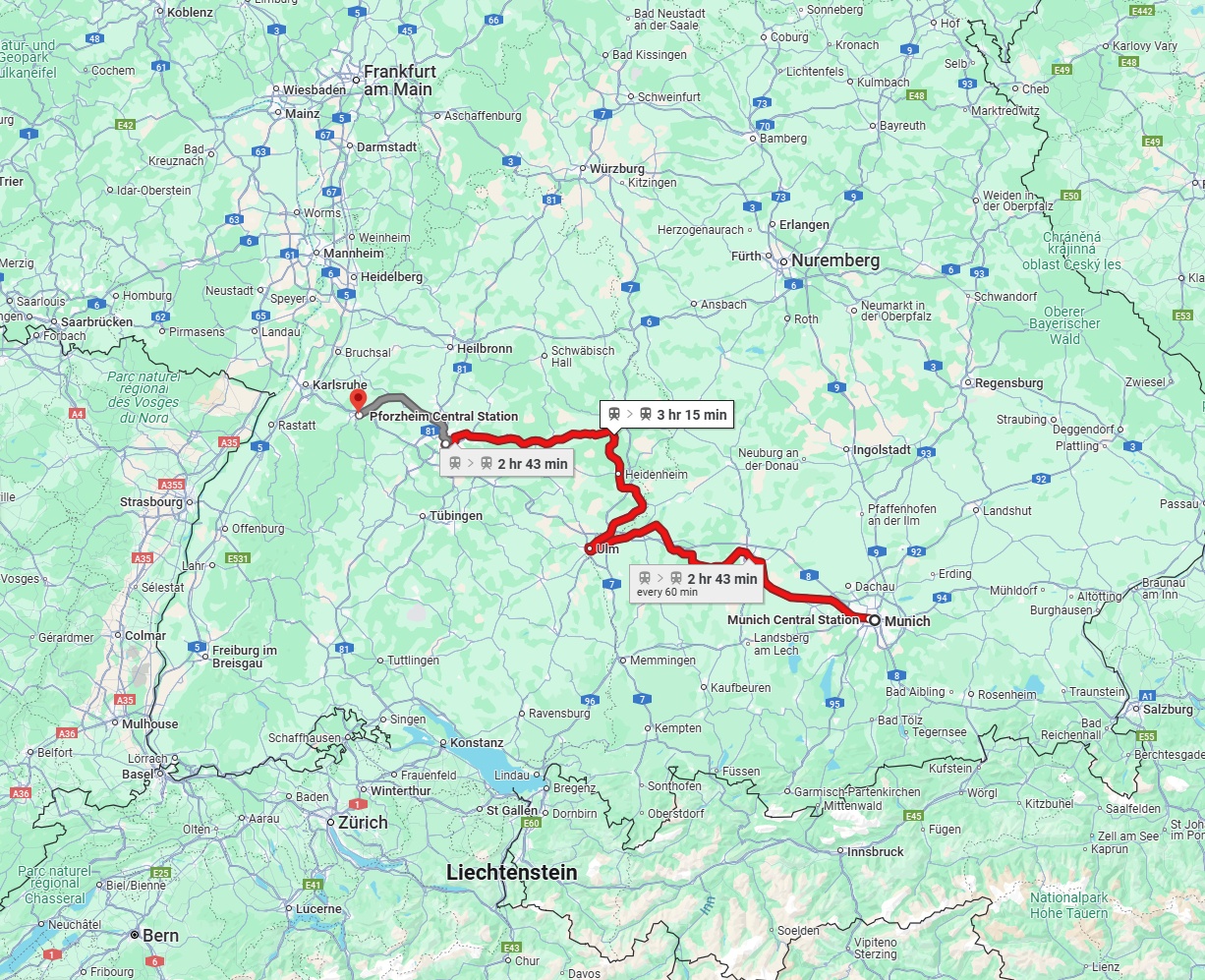 Anreise von München Zu Pforzheim Über 