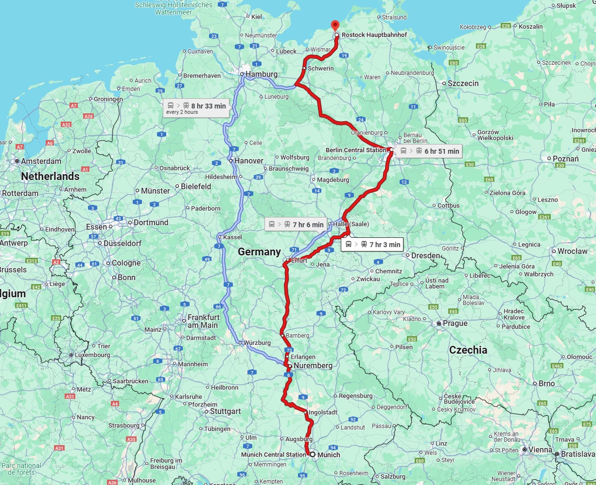 Anreise von München Zu Rostock Über 