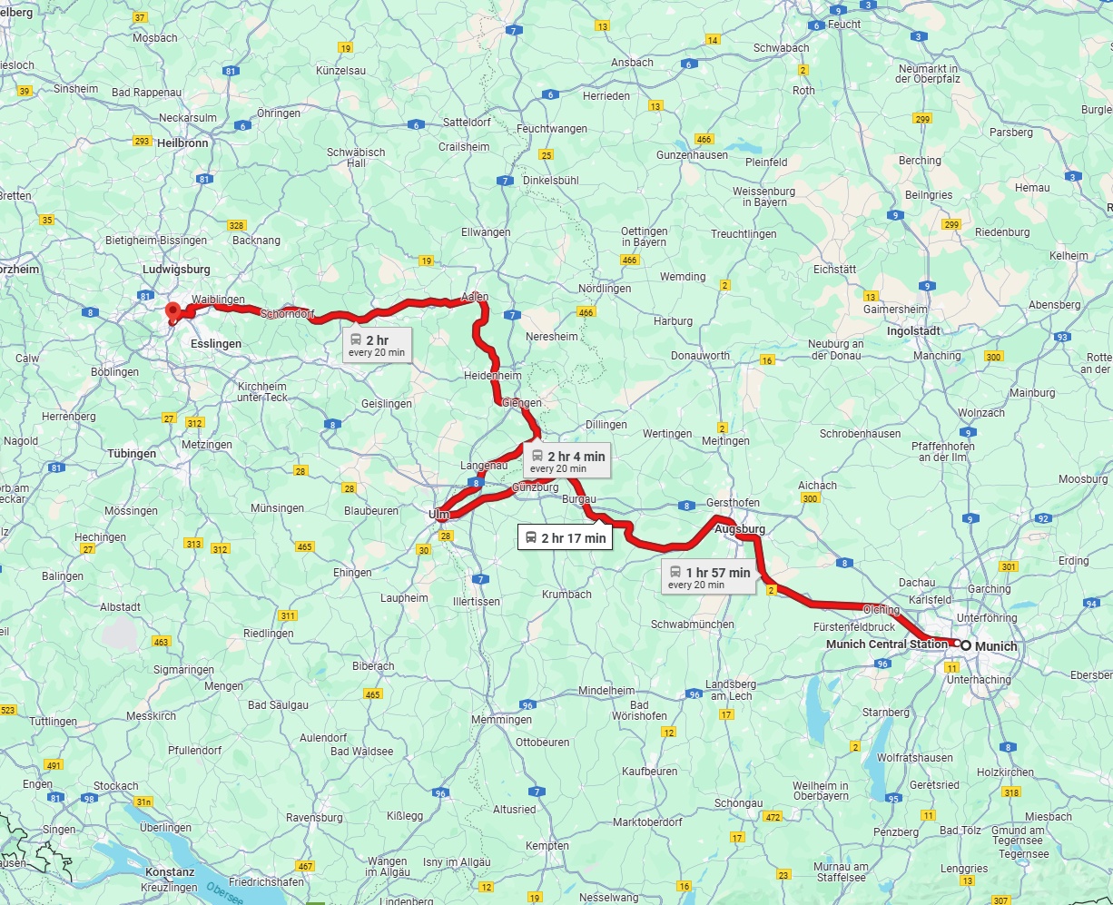 Anreise von München Zu Stuttgart Über 