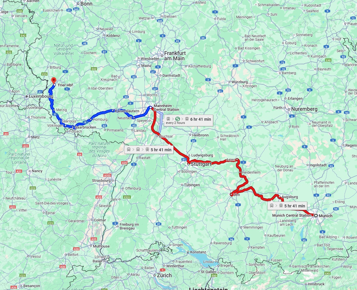 Anreise von München Zu Trier Über 