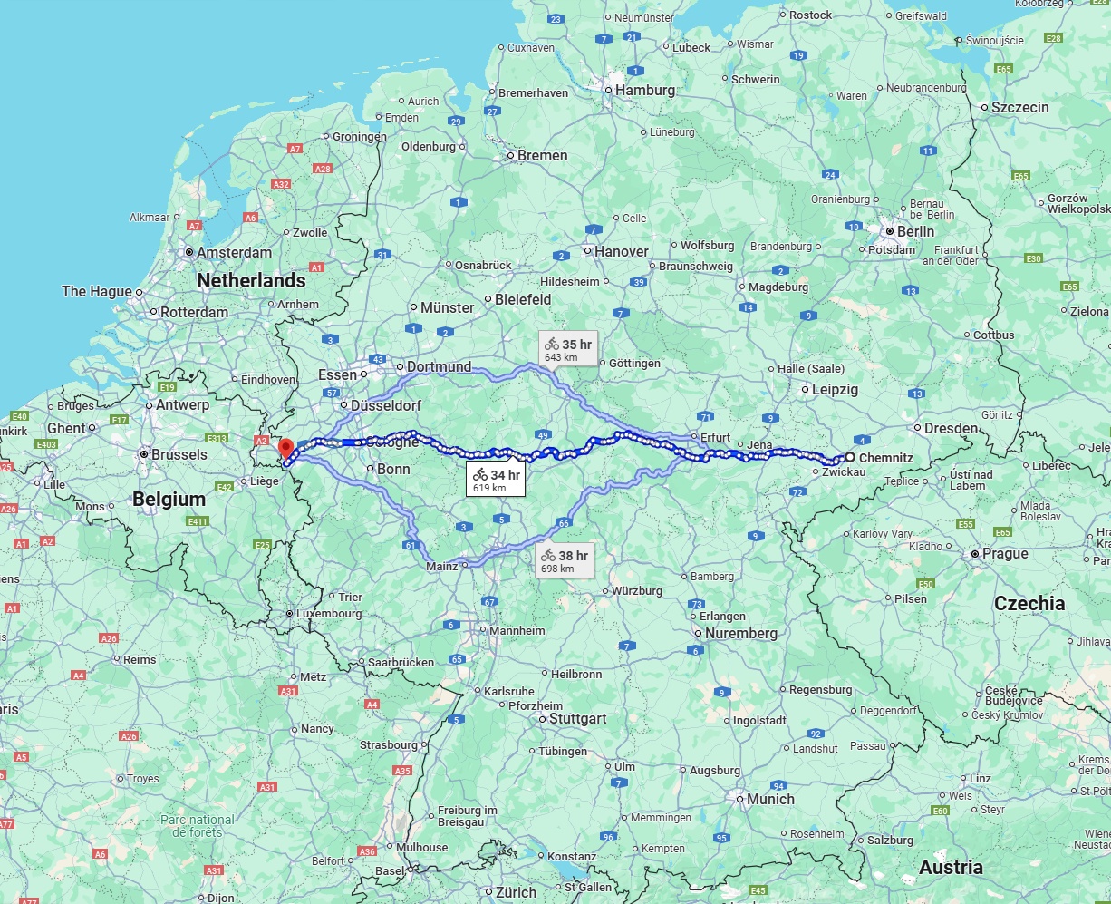 Anreise von Chemnitz Zu Aachen Über 