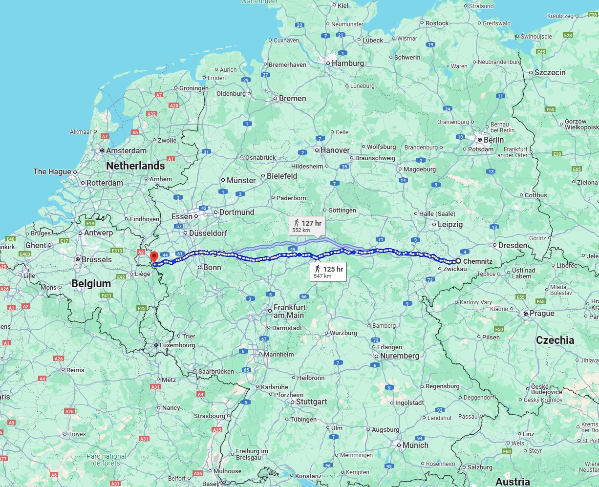 Anreise von Chemnitz Zu Aachen Über 