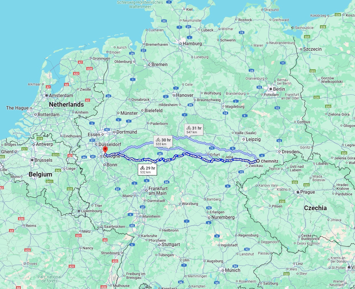 Anreise von Chemnitz Zu Bergisch Gladbach Über 