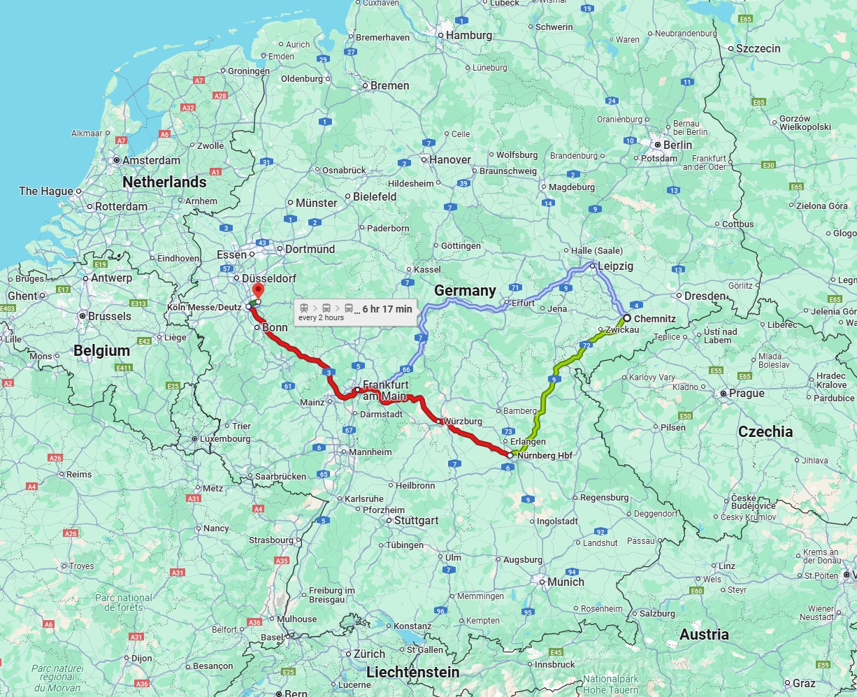 Anreise von Chemnitz Zu Bergisch Gladbach Über 