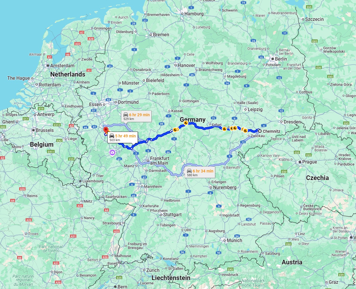 Anreise von Chemnitz Zu Bonn Über via A4
