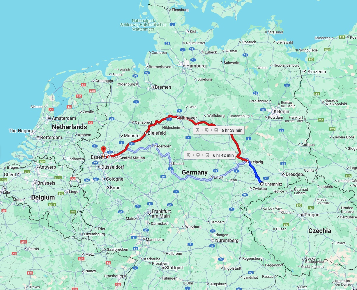 Anreise von Chemnitz Zu Bottrop Über 
