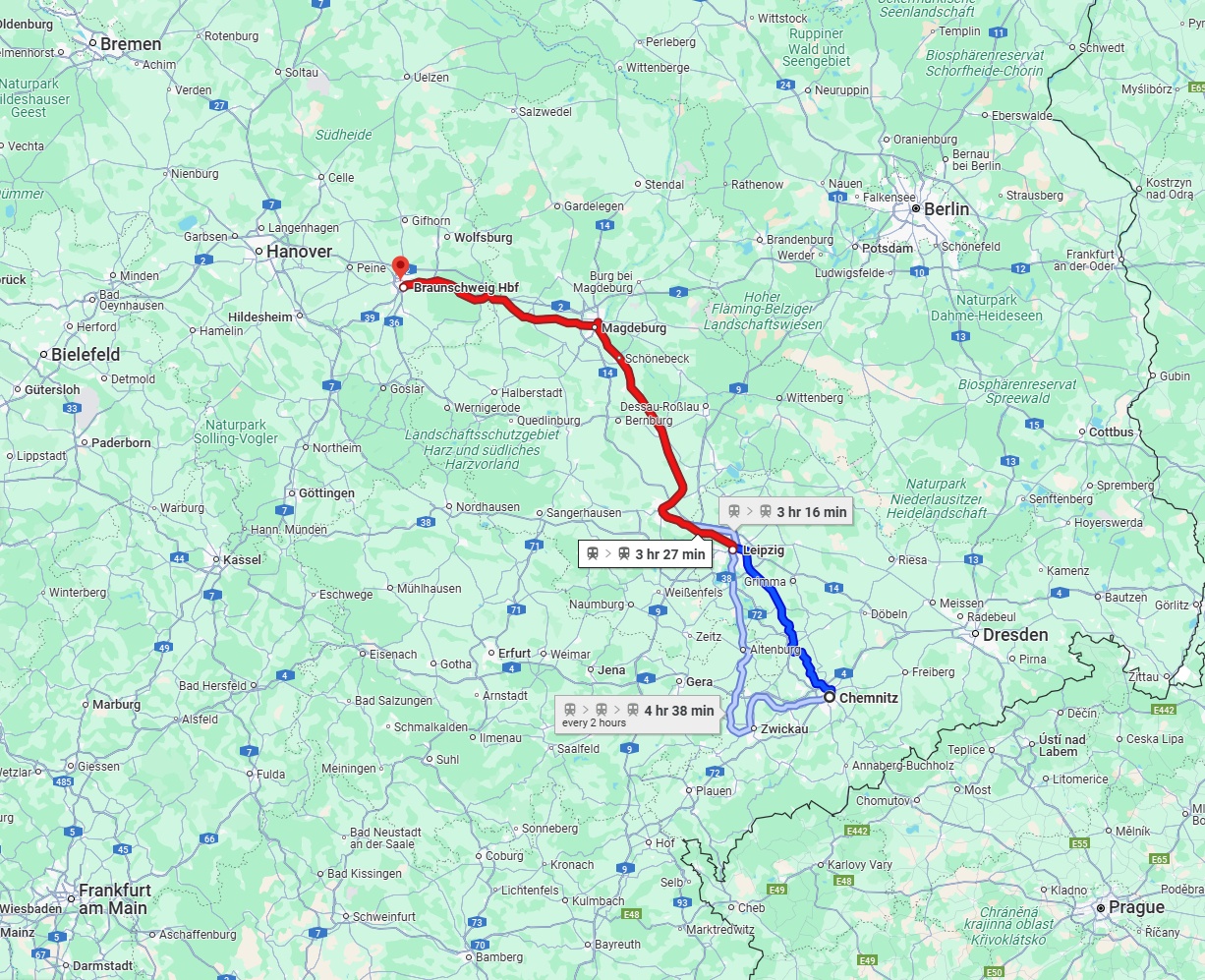 Anreise von Chemnitz Zu Braunschweig Über 