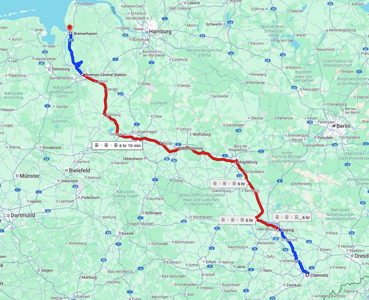 Anreise von Chemnitz Zu Bremerhaven Über 