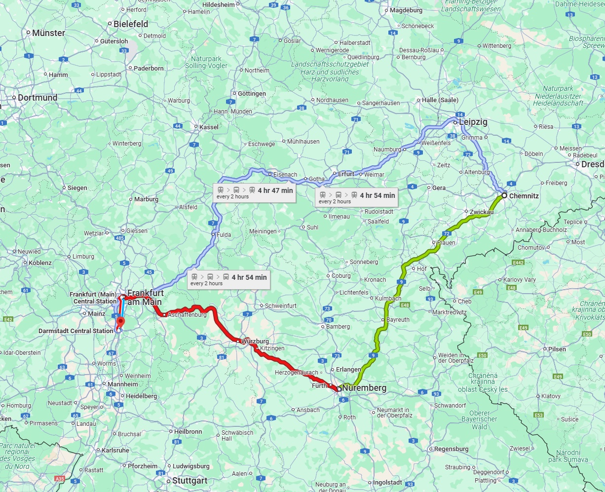 Anreise von Chemnitz Zu Darmstadt Über 