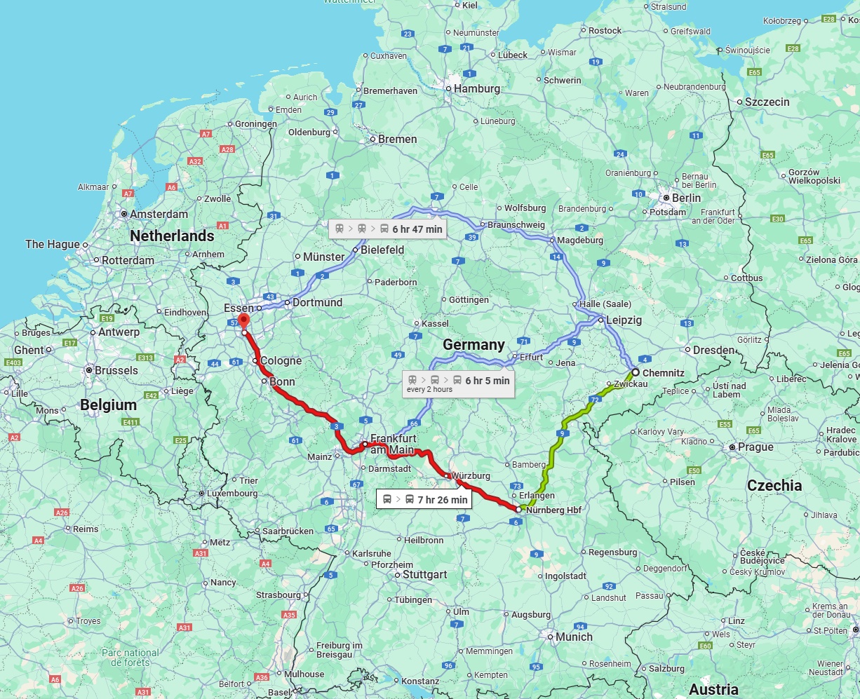 Anreise von Chemnitz Zu Düsseldorf Über 