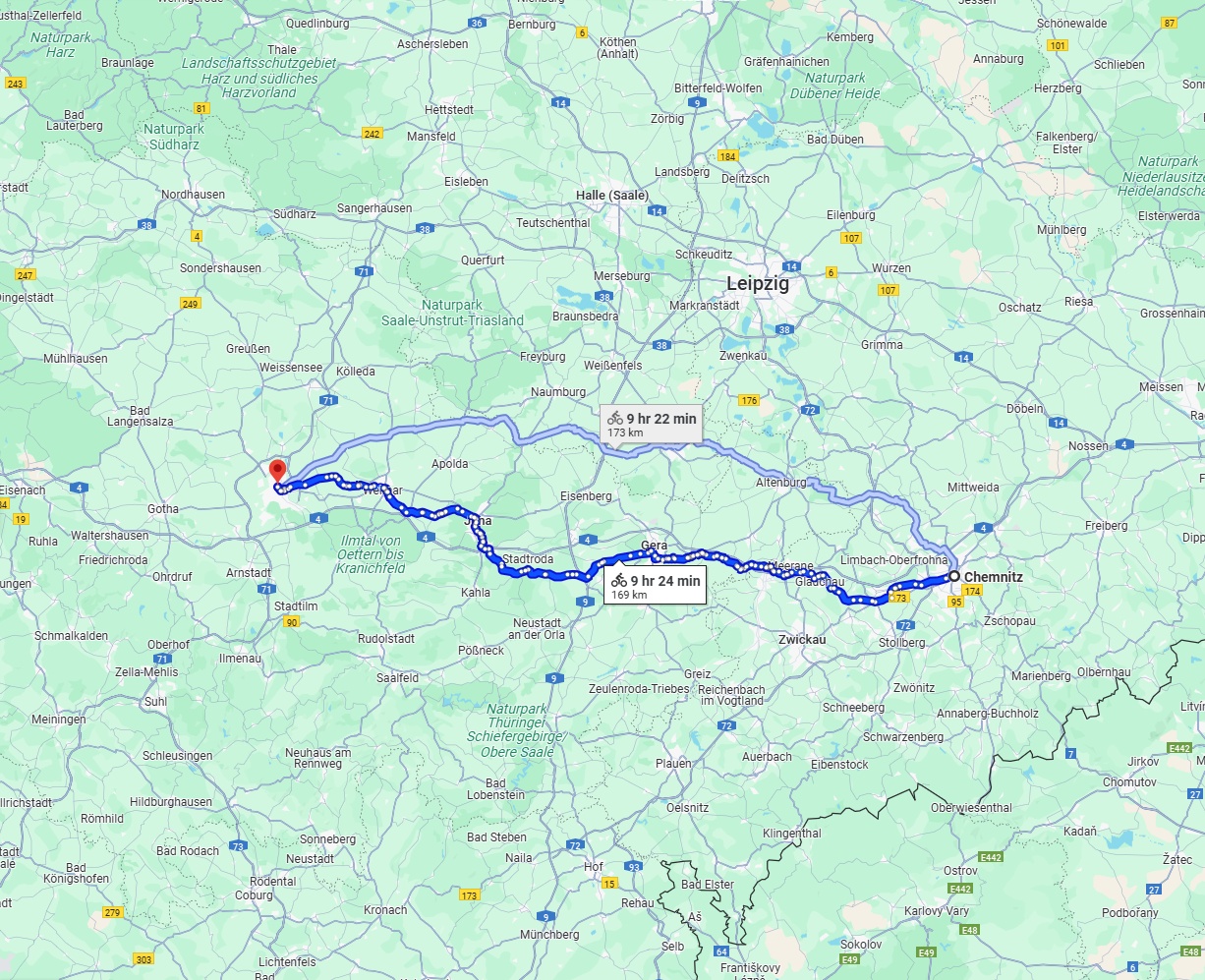 Anreise von Chemnitz Zu Erfurt Über 