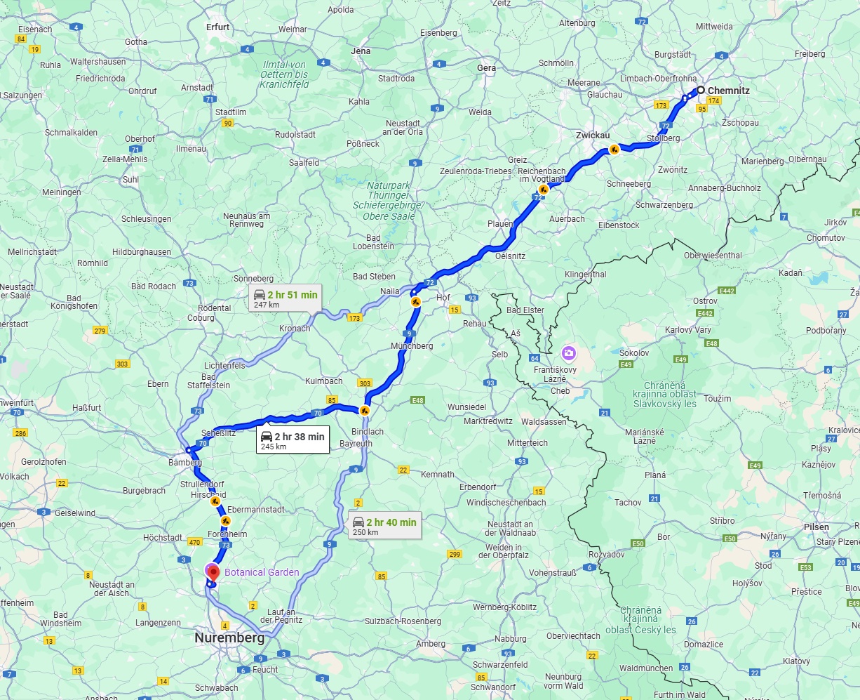 Anreise von Chemnitz Zu Erlangen Über via A72
