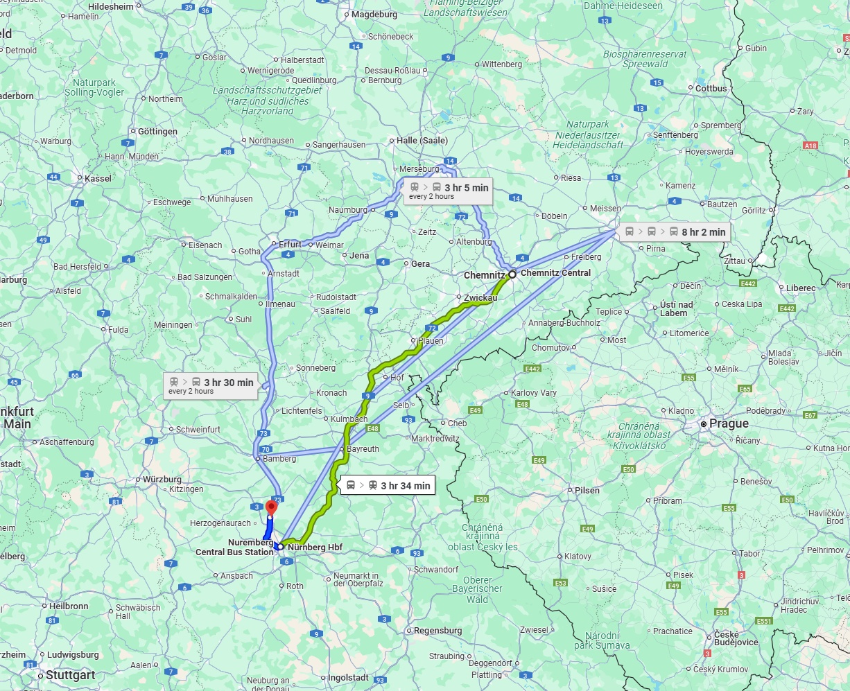 Anreise von Chemnitz Zu Erlangen Über 