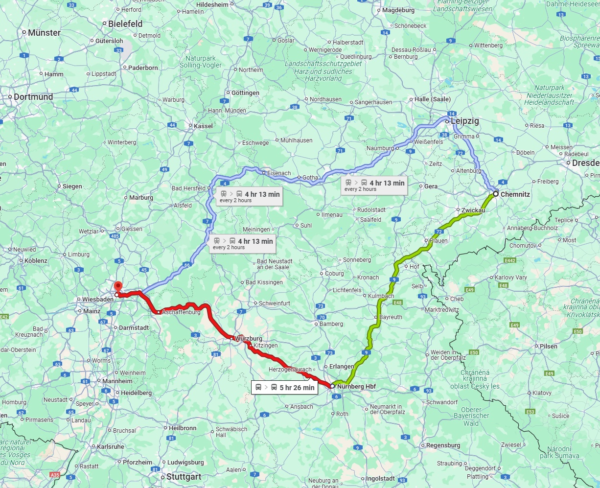 Anreise von Chemnitz Zu Frankfurt am Main Über 