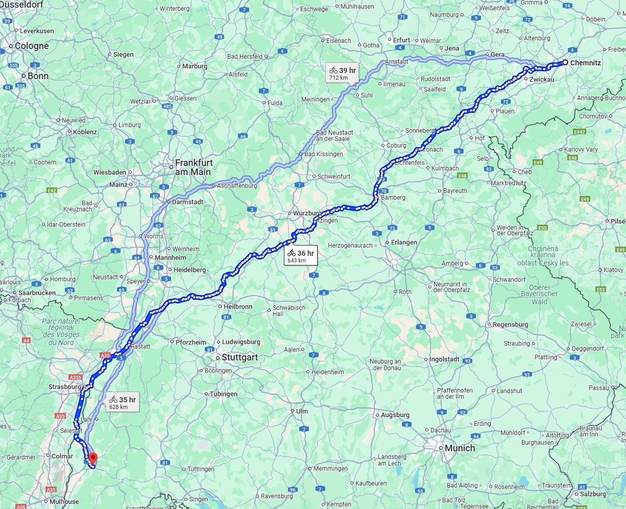Anreise von Chemnitz Zu Freiburg im Breisgau Über 
