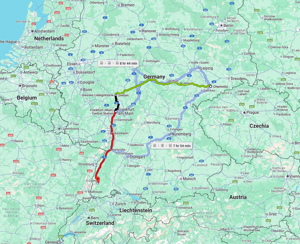 Anreise von Chemnitz Zu Freiburg im Breisgau Über 