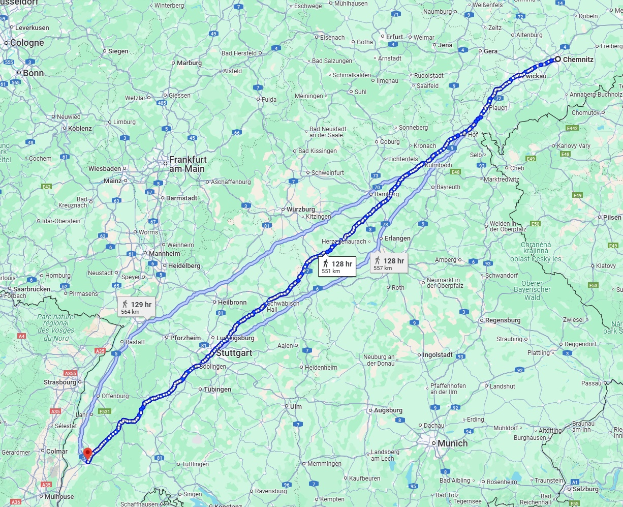 Anreise von Chemnitz Zu Freiburg im Breisgau Über 