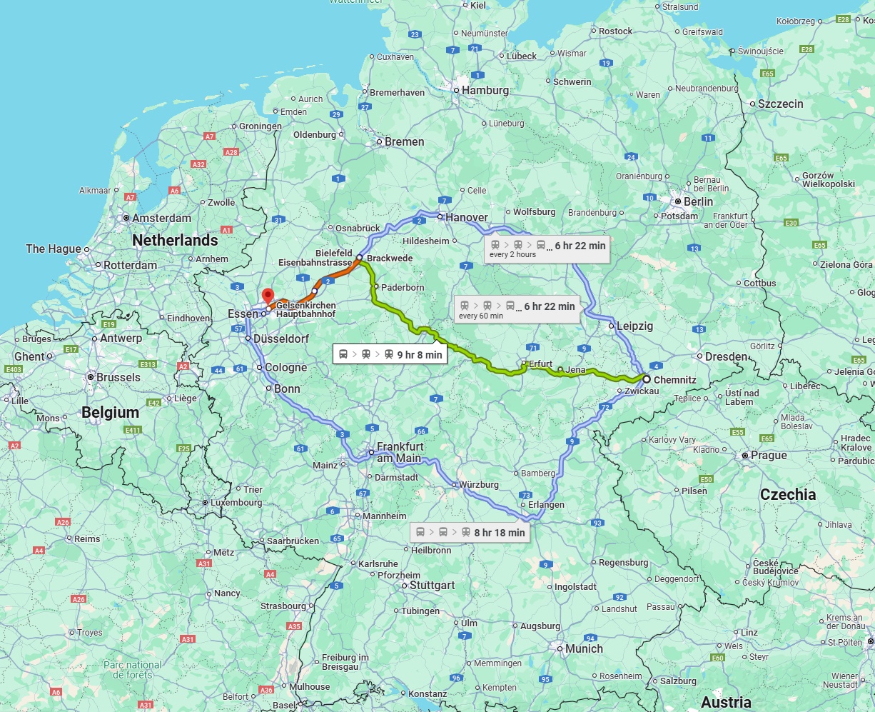 Anreise von Chemnitz Zu Gelsenkirchen Über 