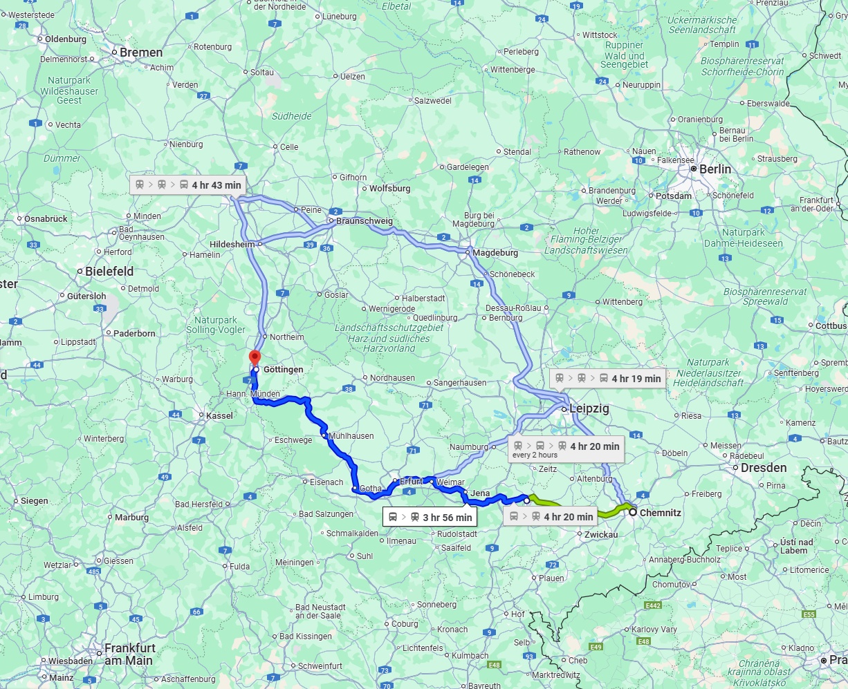 Anreise von Chemnitz Zu Göttingen Über 