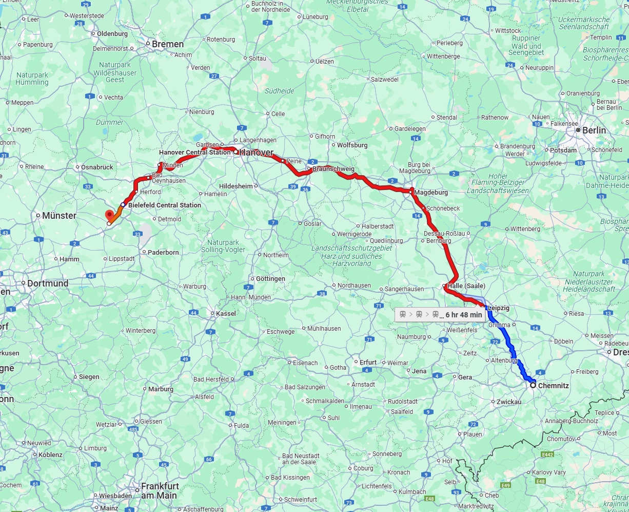 Anreise von Chemnitz Zu Gütersloh Über 