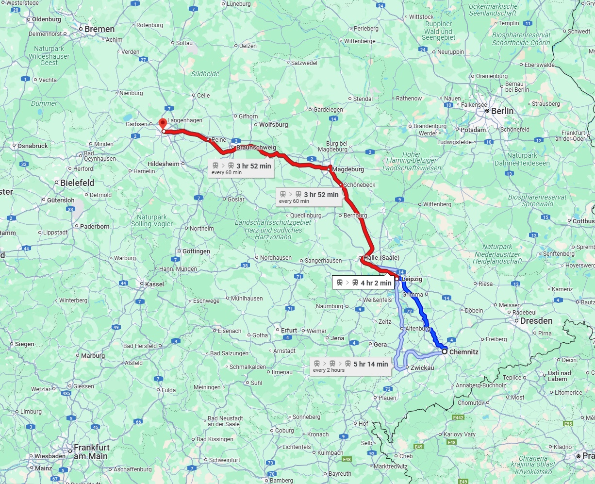 Anreise von Chemnitz Zu Hannover Über 