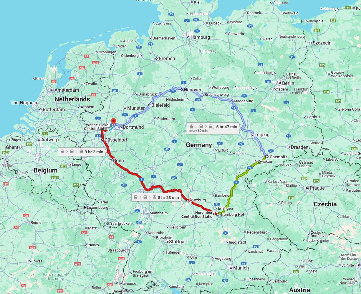 Anreise von Chemnitz Zu Herne Über 