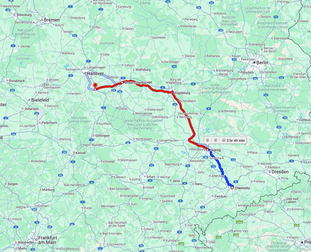 Anreise von Chemnitz Zu Hildesheim Über 