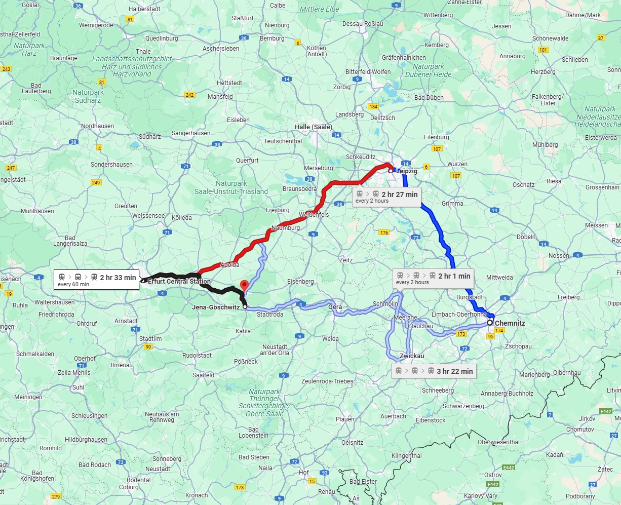 Anreise von Chemnitz Zu Jena Über 