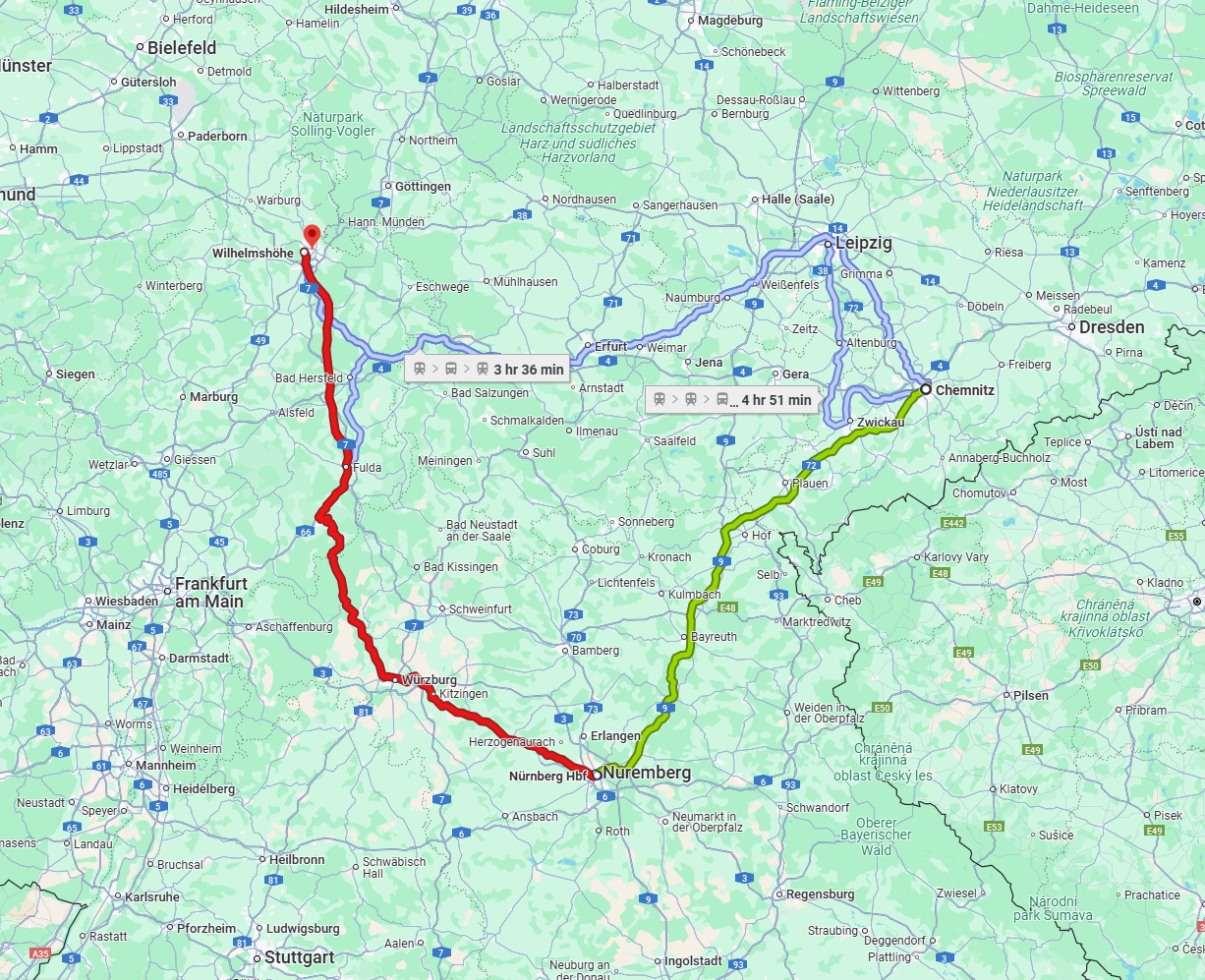 Anreise von Chemnitz Zu Kassel Über 